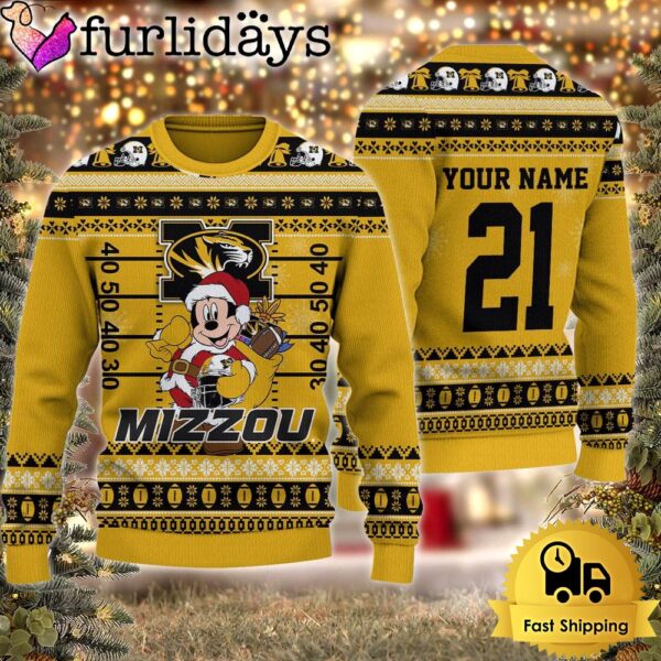 Custom NCAA Missouri Tigers Mickey Mouse Santa Ugly Christmas Sweater