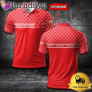 Custom NCAA Nebraska Cornhuskers Team Logo Pattern Polo Shirt