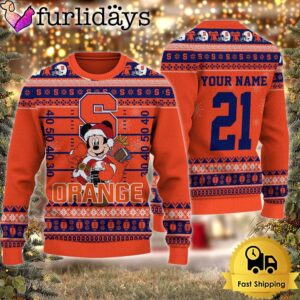 Custom NCAA Syracuse Orange Mickey Mouse Santa Ugly Christmas Sweater