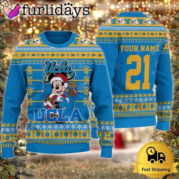 Custom NCAA UCLA Bruins Mickey Mouse Santa Ugly Christmas Sweater