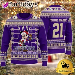 Custom NCAA Washington Huskies Mickey Mouse…