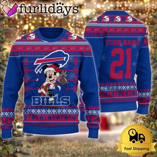 Custom NFL Buffalo Bills Mickey Mouse Santa Ugly Christmas Sweater