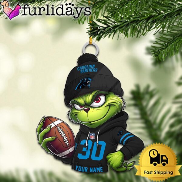 Custom NFL Carolina Panthers Grinch Christmas Ornament