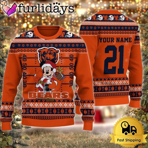 Custom NFL Chicago Bears Mickey Mouse Santa Ugly Christmas Sweater