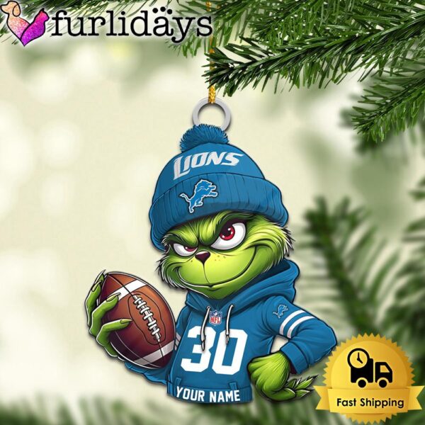 Custom NFL Detroit Lions Grinch Christmas Ornament