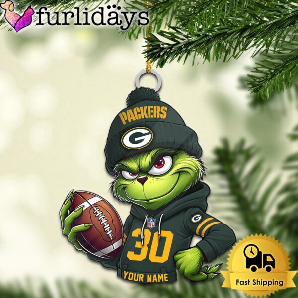 Custom NFL Green Bay Packers Grinch Christmas Ornament