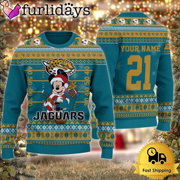 Custom NFL Jacksonville Jaguars Mickey Mouse Santa Ugly Christmas Sweater