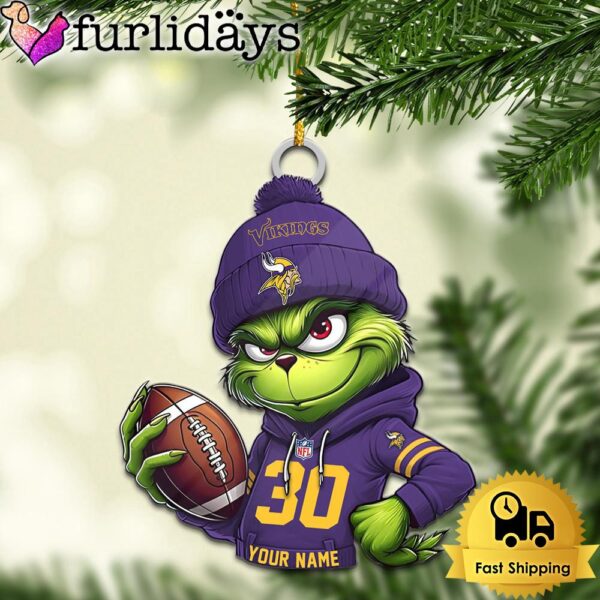 Custom NFL Minnesota Vikings Grinch Christmas Ornament