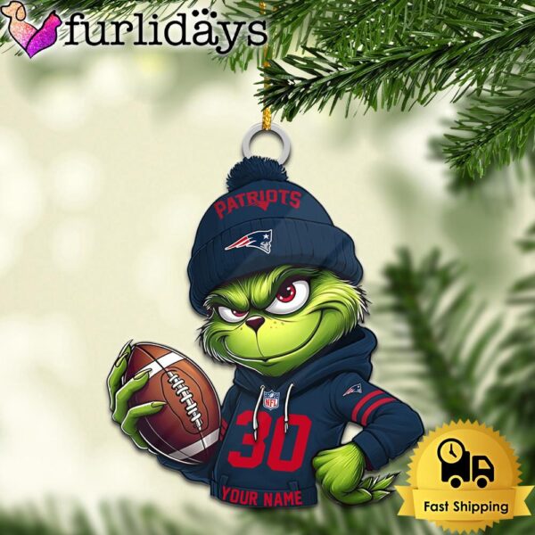 Custom NFL New England Patriots Grinch Christmas Ornament