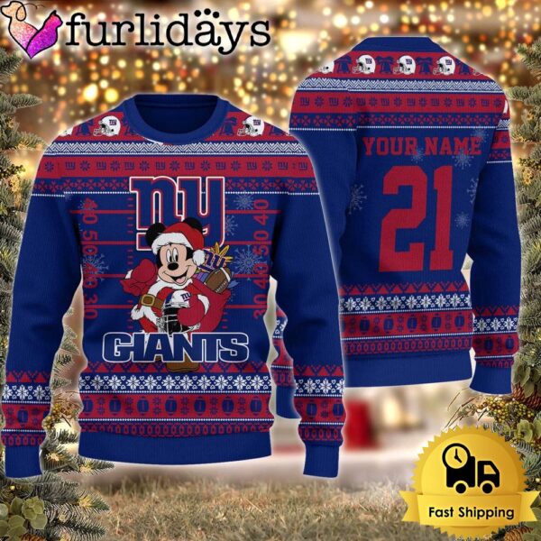 Custom NFL New York Giants Mickey Mouse Santa Ugly Christmas Sweater