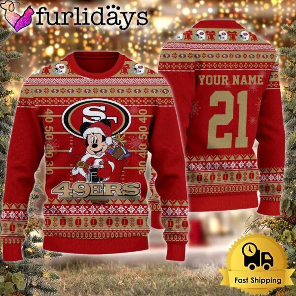 Custom NFL San Francisco 49ers Mickey Mouse Santa Ugly Christmas Sweater