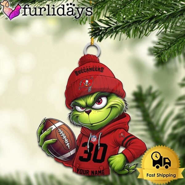 Custom NFL Tampa Bay Buccaneers Grinch Christmas Ornament