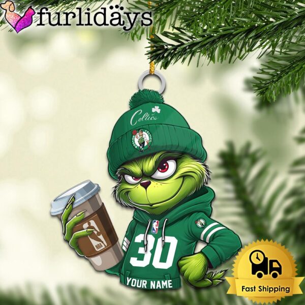 NBA Boston Celtics Custom Grinch Christmas Ornament