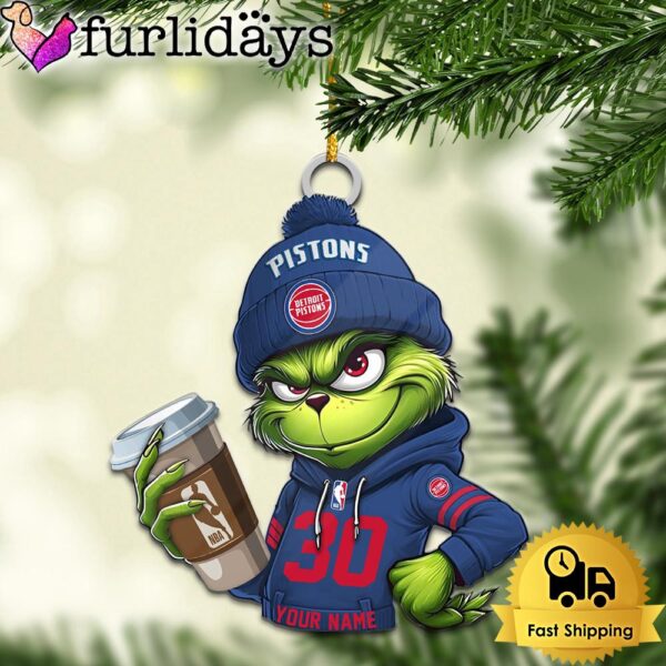 NBA Detroit Pistons Custom Grinch Christmas Ornament