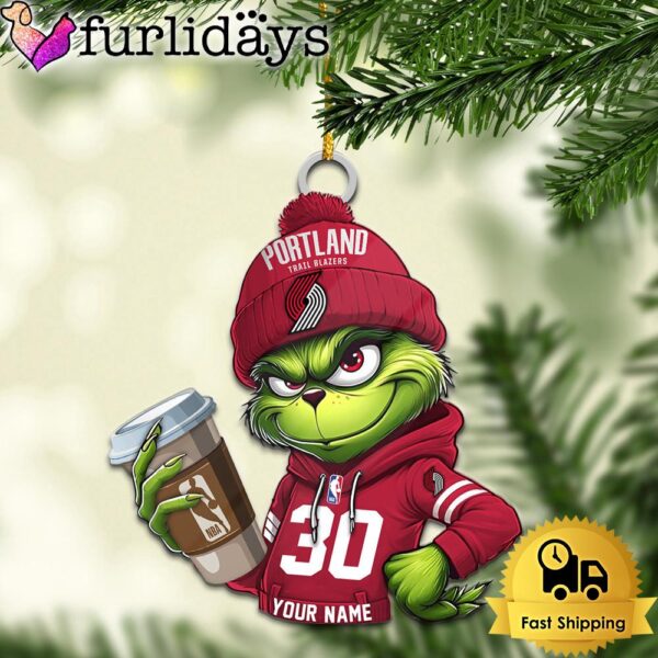 NBA Portland Trail Blazers Custom Grinch Christmas Ornament