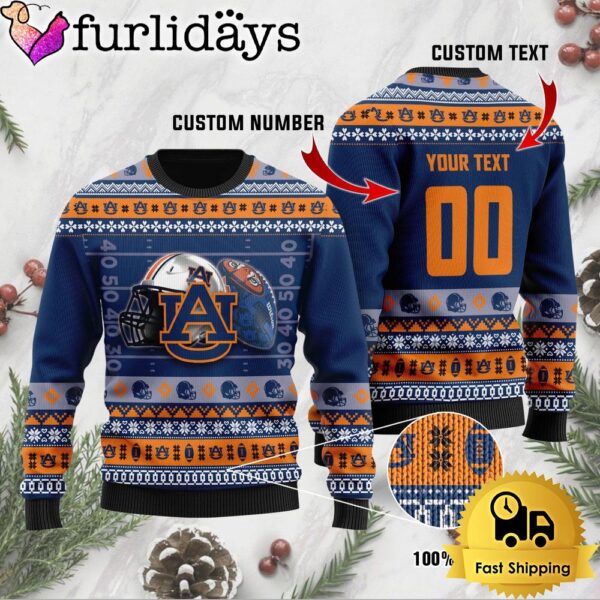 NCAA Auburn Tigers Football Helmet Custom Ugly Christmas Sweater