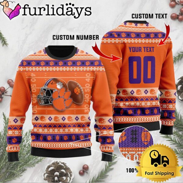 NCAA Clemson Tigers Football Helmet Custom Ugly Christmas Sweater