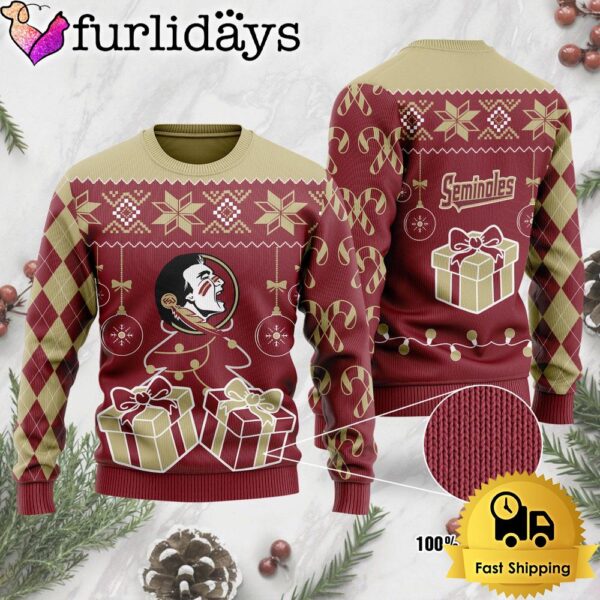 NCAA Florida State Seminoles Tree Christmas Ugly Sweater