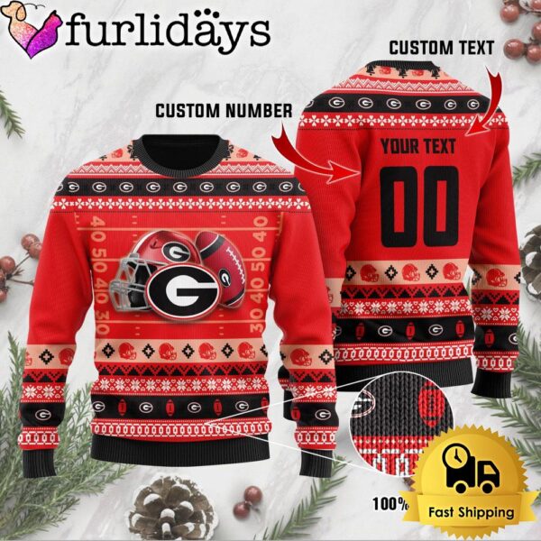 NCAA Georgia Bulldogs Football Helmet Custom Ugly Christmas Sweater