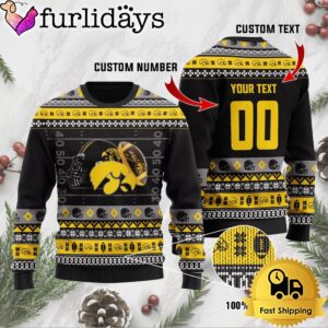 NCAA Iowa Hawkeyes Football Helmet Custom Ugly Christmas Sweater