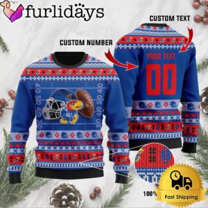 NCAA Kansas Jayhawks Football Helmet Custom Ugly Christmas Sweater