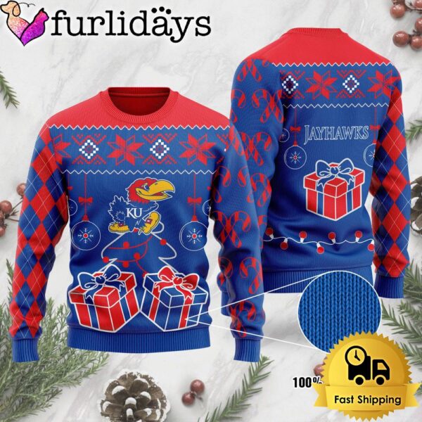 NCAA Kansas Jayhawks Tree Christmas Ugly Sweater