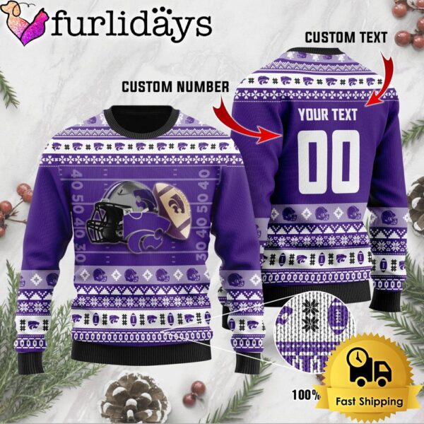 NCAA Kansas State Wildcats Football Helmet Custom Ugly Christmas Sweater