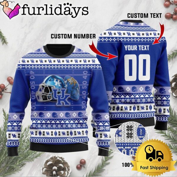 NCAA Kentucky Wildcats Football Helmet Custom Ugly Christmas Sweater