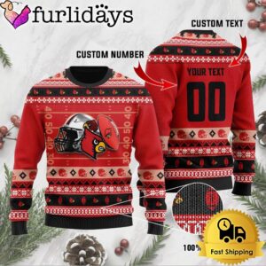 NCAA Louisville Cardinals Football Helmet Custom Ugly Christmas Sweater