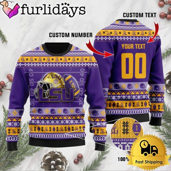 NCAA LSU Tigers Football Helmet Custom Ugly Christmas Sweater