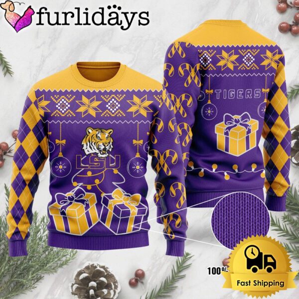 NCAA LSU Tigers Tree Christmas Ugly Sweater