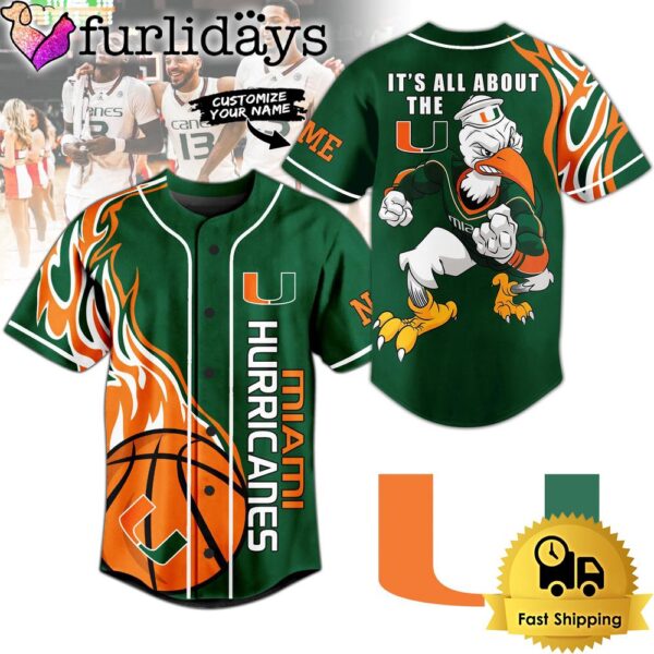 NCAA Miami Hurricanes Football Mascot Ready To Fight Custom Baseball Jersey