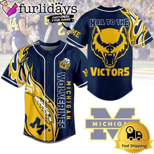 NCAA Michigan Wolverines Football Mascot Ready To Fight Custom Baseball Jersey