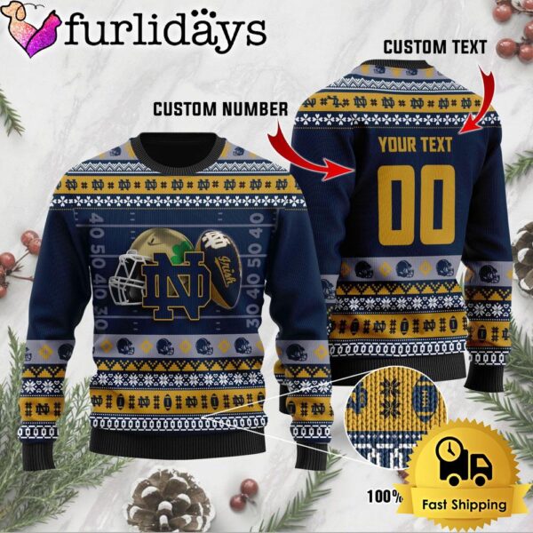 NCAA Notre Dame Fighting Irish Football Helmet Custom Ugly Christmas Sweater