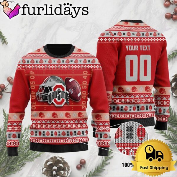 NCAA Ohio State Buckeyes Football Helmet Custom Ugly Christmas Sweater