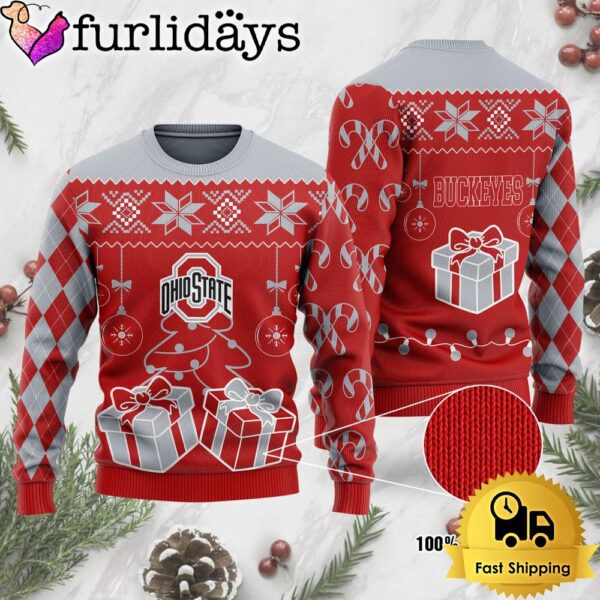 NCAA Ohio State Buckeyes Tree Christmas Ugly Sweater