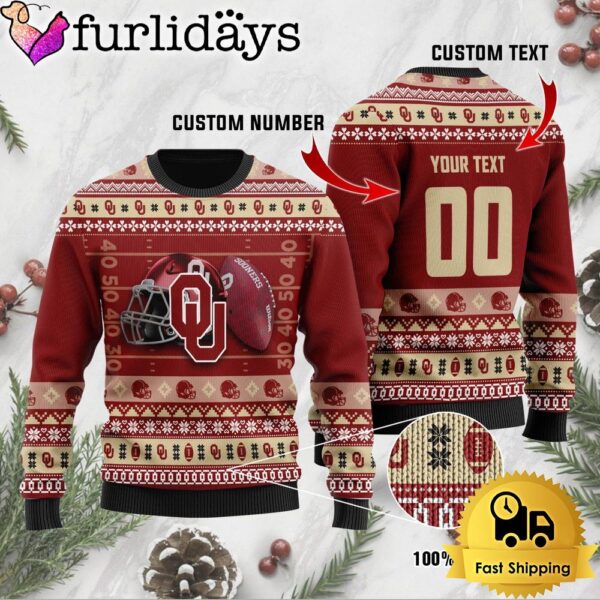 NCAA Oklahoma Sooners Football Helmet Custom Ugly Christmas Sweater