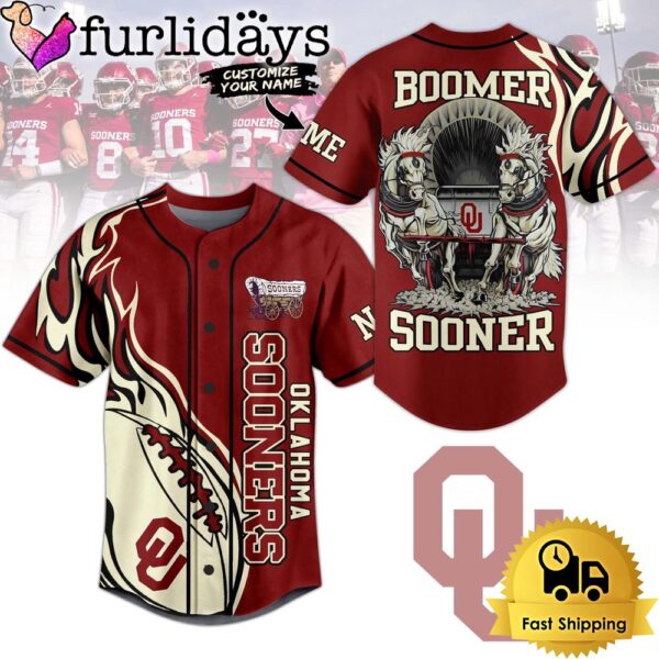 NCAA Oklahoma Sooners Football Mascot Ready To Fight Custom Baseball Jersey