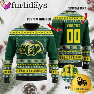 NCAA Oregon Ducks Football Helmet Custom Ugly Christmas Sweater