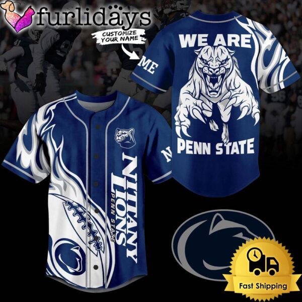 NCAA Penn State Nittany Lions Football Mascot Ready To Fight Custom Baseball Jersey