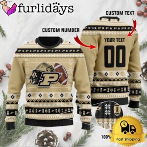 NCAA Purdue Boilermakers Football Helmet Custom Ugly Christmas Sweater