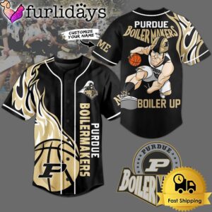 NCAA Purdue Boilermakers Football Mascot Ready To Fight Custom Baseball Jersey