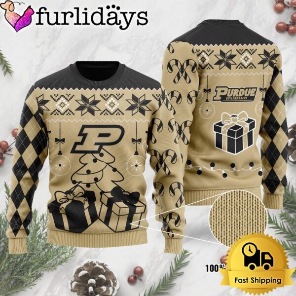 NCAA Purdue Boilermakers Tree Christmas Ugly Sweater