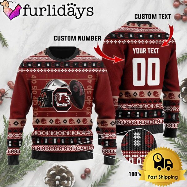 NCAA South Carolina Gamecocks Football Helmet Custom Ugly Christmas Sweater