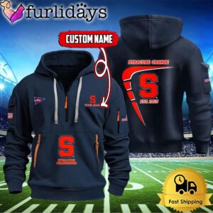 NCAA Syracuse Orange American Flag Custom Quarter Zip Hoodie