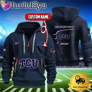 NCAA TCU Horned Frogs American Flag Custom Quarter Zip Hoodie