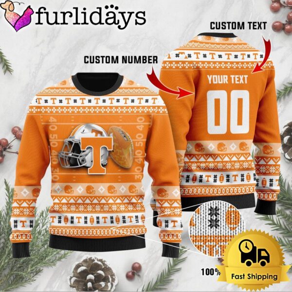 NCAA Tennessee Volunteers Football Helmet Custom Ugly Christmas Sweater