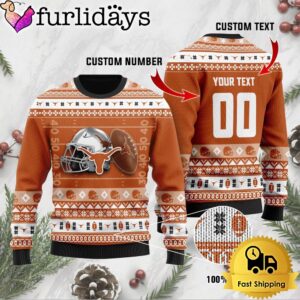 NCAA Texas Longhorns Football Helmet Custom Ugly Christmas Sweater