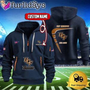 NCAA UCF Knights American Flag Custom Quarter Zip Hoodie