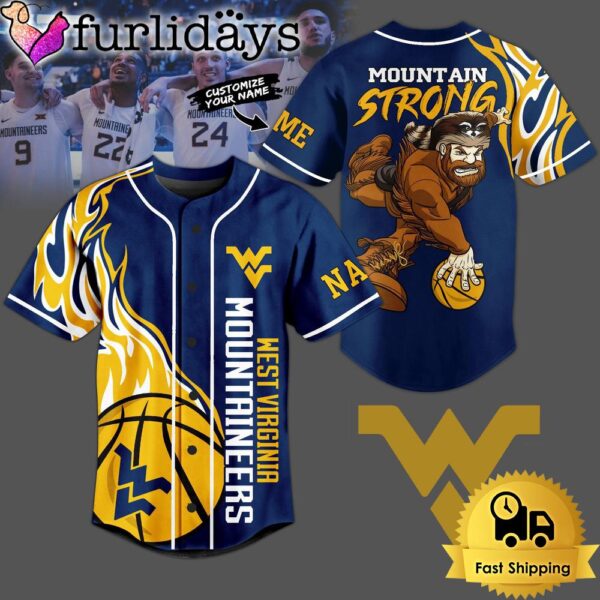 NCAA West Virginia Mountaineers Football Mascot Ready To Fight Custom Baseball Jersey